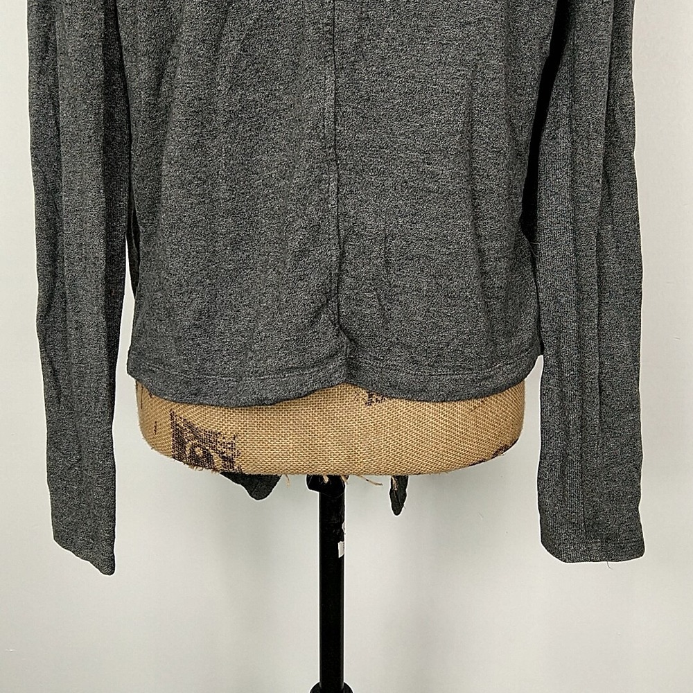 Lou & Grey Cardigan Women Small Gray Draped Open Front Heathered Long Sleeve - Picture 6 of 8